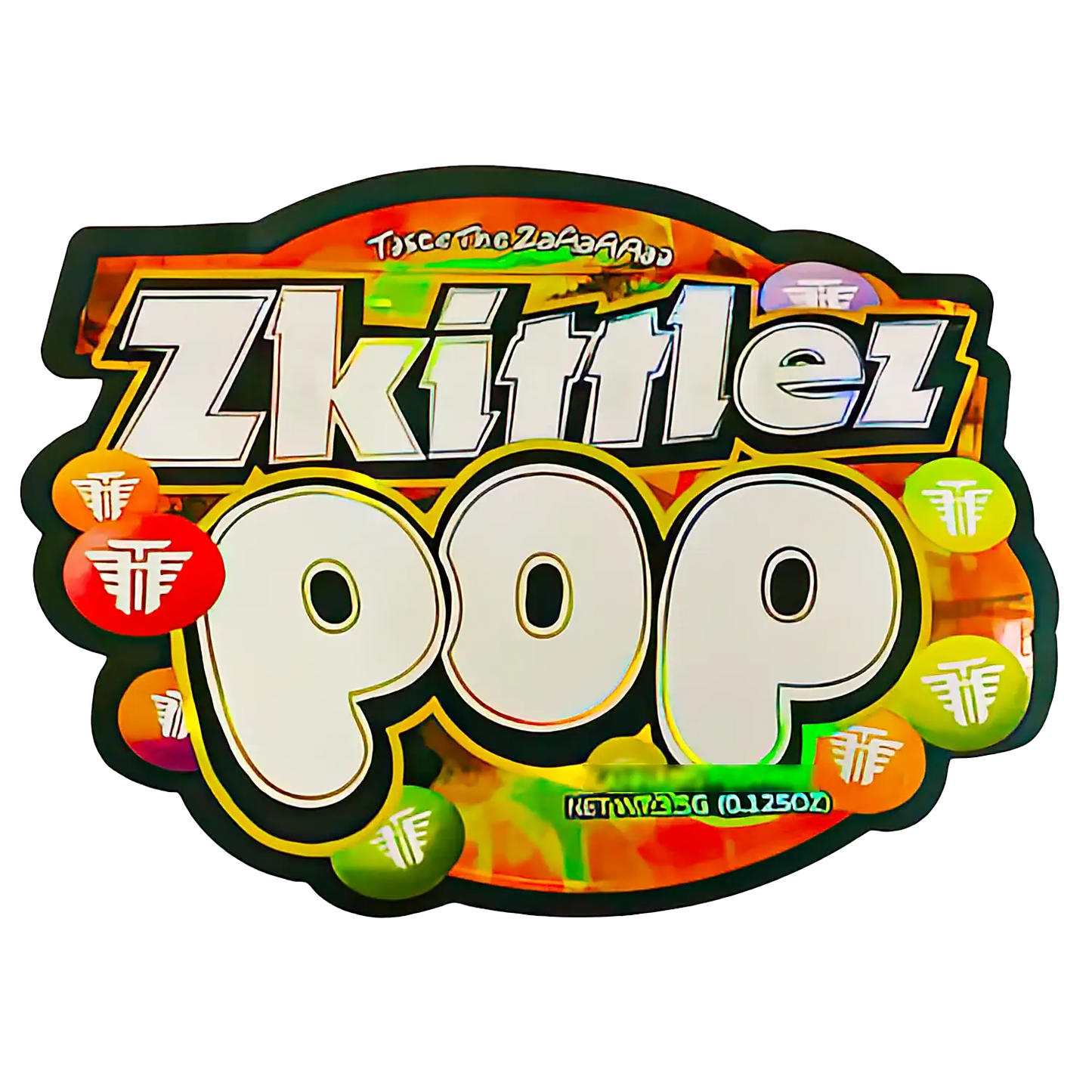 3.5g Shaped Mylar Storage Bag - Zkittlez Pop (50 Count)