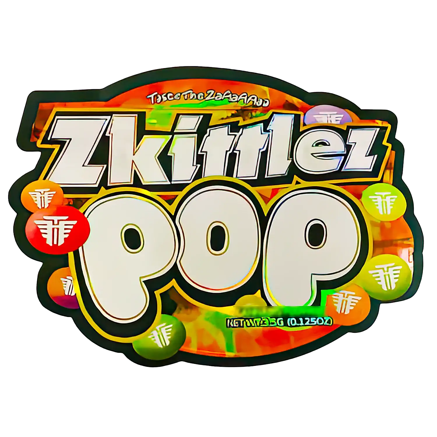 3.5g Shaped Mylar Storage Bag - Zkittlez Pop (50 Count)