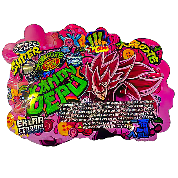 50 Pack - 3.5G Shaped Mylar Bags - Kandy Depo Super Cherry Bubble Gum