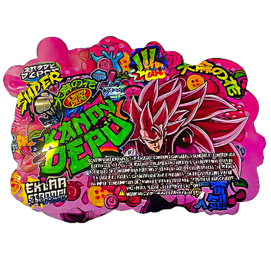 50 Pack - 3.5G Shaped Mylar Bags - Kandy Depo Super Cherry Bubble Gum