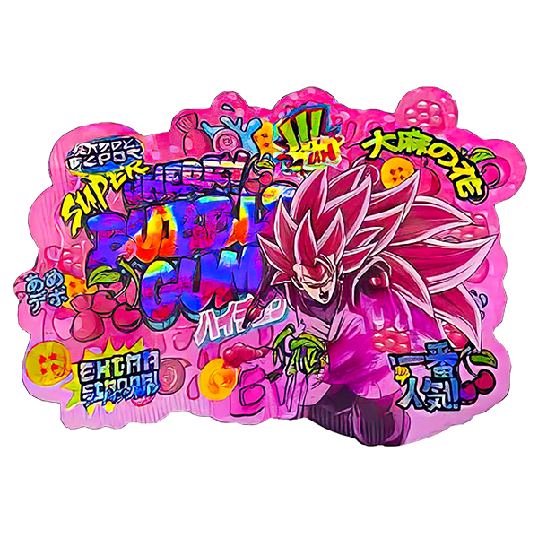 50 Pack - 3.5G Shaped Mylar Bags - Kandy Depo Super Cherry Bubble Gum