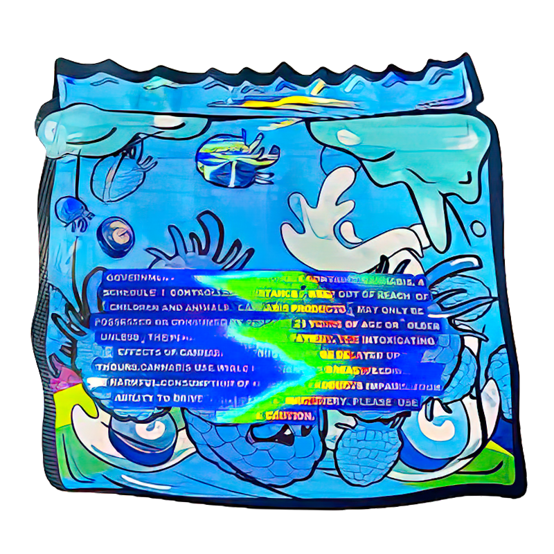 50 Pack - 3.5G Shaped Mylar Bags - Zkittles Blue Raspberry Zour Punch