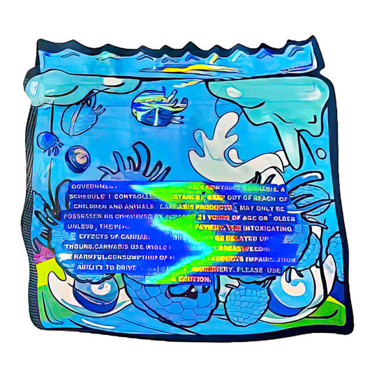 50 Pack - 3.5G Shaped Mylar Bags - Zkittles Blue Raspberry Zour Punch