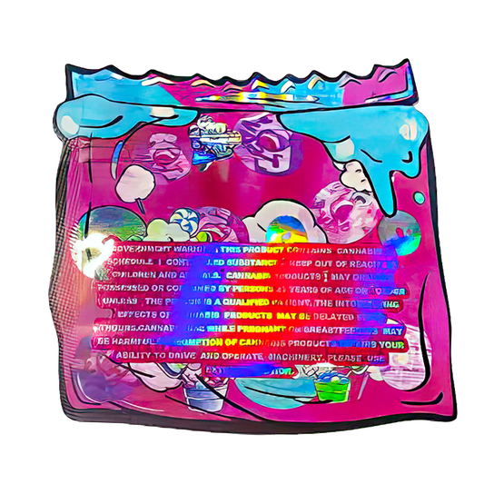 50 Pack - 3.5G Shaped Mylar Bags - Life Saver Cotton Candy