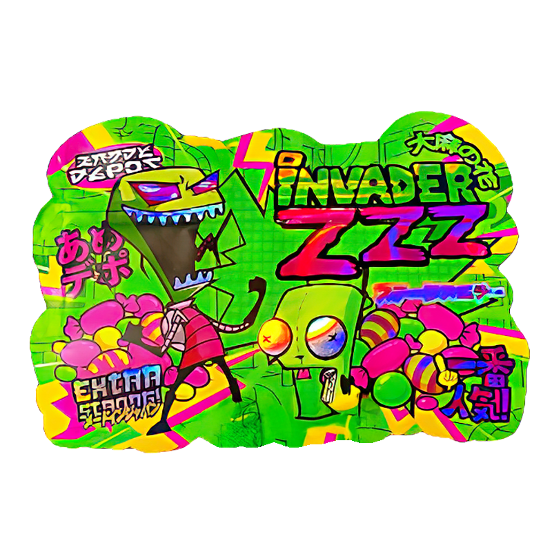 50 Pack - 3.5G Shaped Mylar Bags - Kandy Depo Invader ZZZ