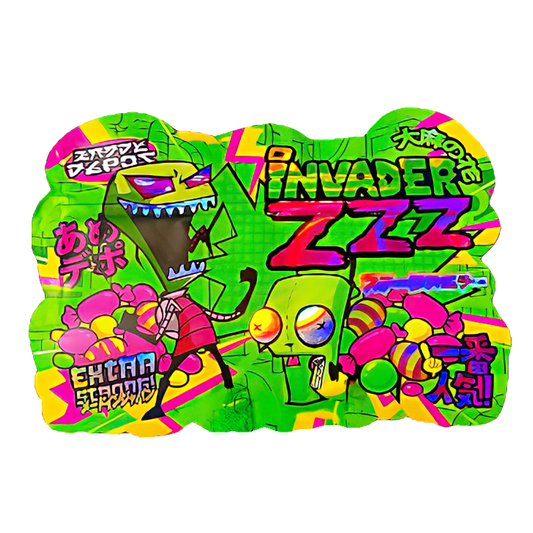50 Pack - 3.5G Shaped Mylar Bags - Kandy Depo Invader ZZZ