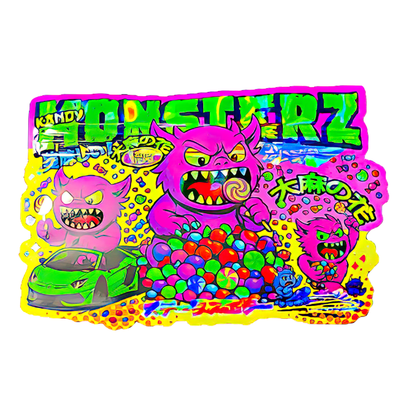 50 Pack - 3.5G Shaped Mylar Bags - Kandy Depo Monsterz