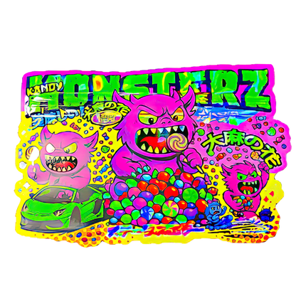 50 Pack - 3.5G Shaped Mylar Bags - Kandy Depo Monsterz