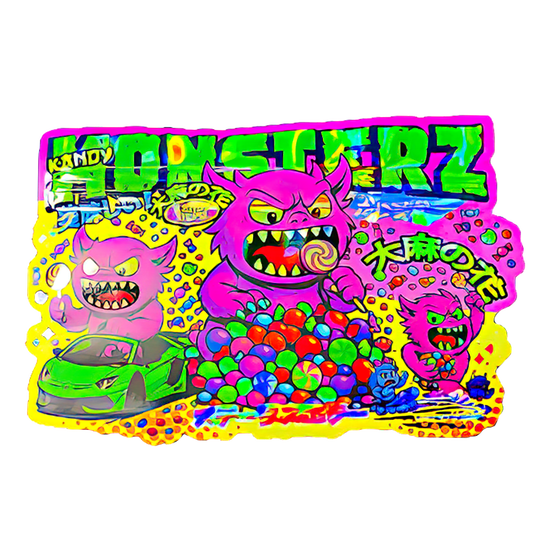 50 Pack - 3.5G Shaped Mylar Bags - Kandy Depo Monsterz