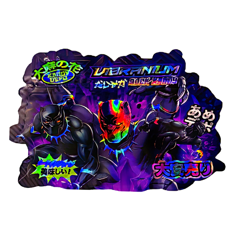 50 Pack - 3.5G Shaped Mylar Bags - Kandy Depo Black Panther Vibranium