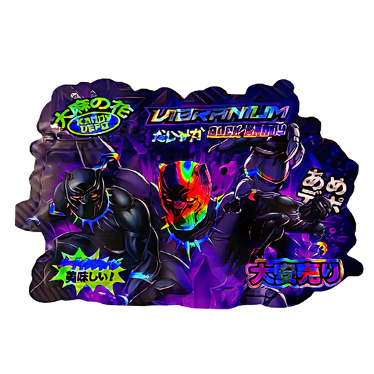 50 Pack - 3.5G Shaped Mylar Bags - Kandy Depo Black Panther Vibranium