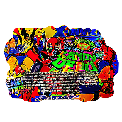50 Pack - 3.5G Shaped Mylar Bags - Kandy Depo Deadpool Wolverine X-Durzi