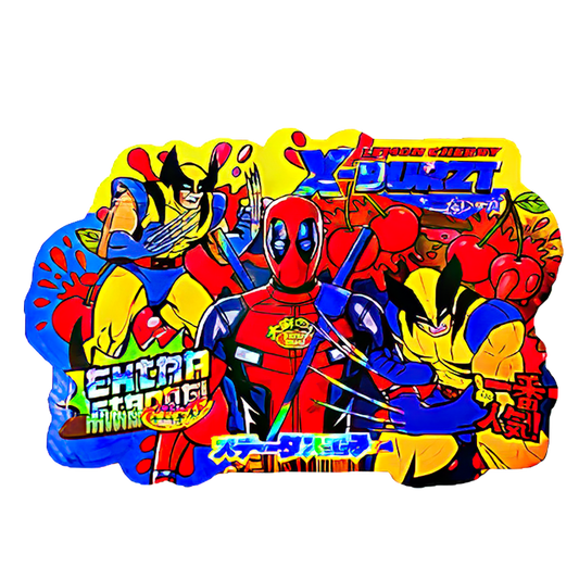 50 Pack - 3.5G Shaped Mylar Bags - Kandy Depo Deadpool Wolverine X-Durzi