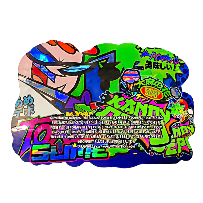 50 Pack - 3.5G Shaped Mylar Bags - Kandy Depo Dexters Toxic Slime