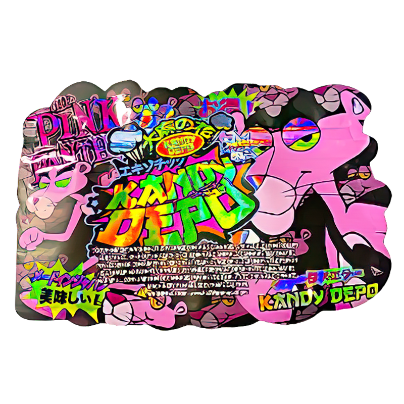 50 Pack - 3.5G Shaped Mylar Bags - Kandy Depo Pink Panther