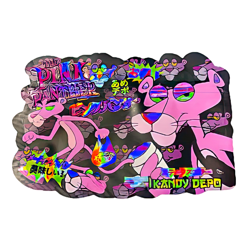 50 Pack - 3.5G Shaped Mylar Bags - Kandy Depo Pink Panther