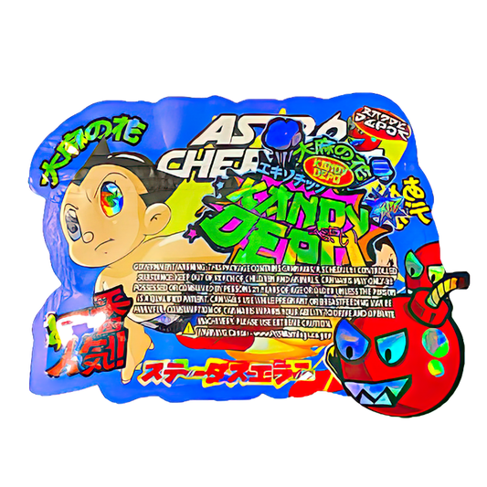 50 Pack - 3.5G Shaped Mylar Bags - Kandy Depo Astro Cherries