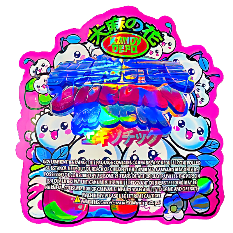 50 Pack - 3.5G Shaped Mylar Bags - Kandy Depo White Cherry Mochi