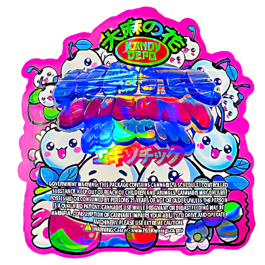 50 Pack - 3.5G Shaped Mylar Bags - Kandy Depo White Cherry Mochi