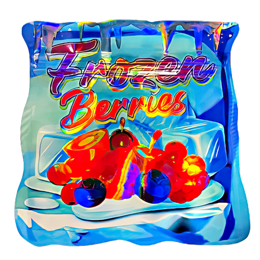50 Pack - 3.5G Shaped Mylar Bags - Frozen Berries