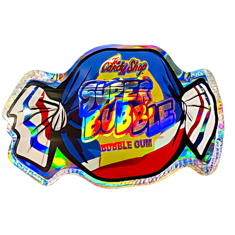 50 Pack - 3.5G Shaped Mylar Bags - The Candy Shop Super Bubble Gum