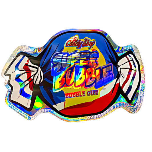 50 Pack - 3.5G Shaped Mylar Bags - The Candy Shop Super Bubble Gum