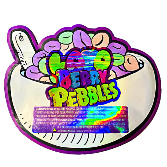 50 Pack - 3.5G Shaped Mylar Bags - High Tolerance Lato Berry Pebbles