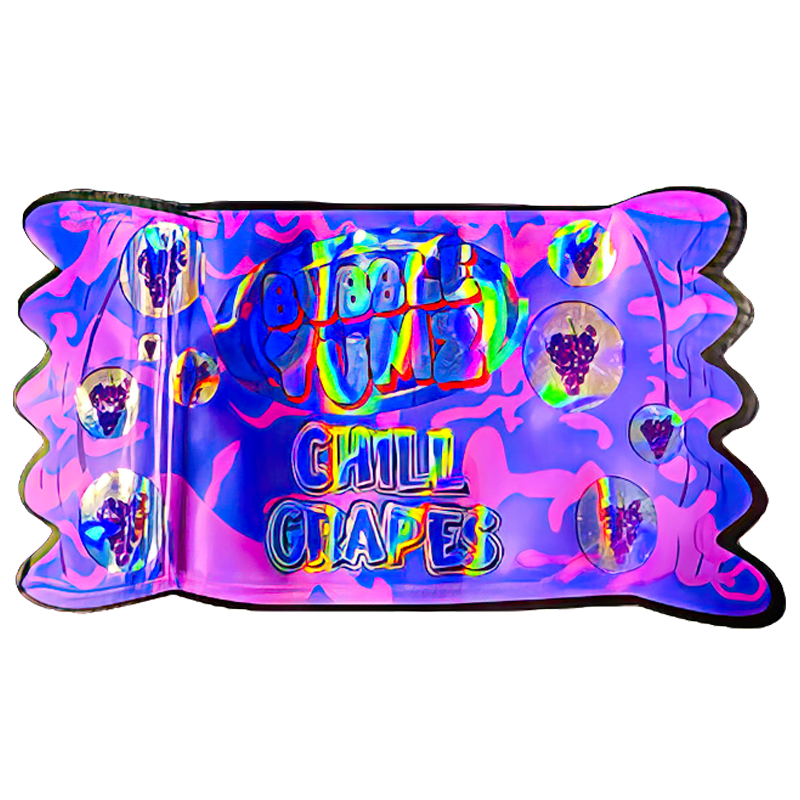 50 Pack - 3.5G Shaped Mylar Bags - Bubble Yumz Chill Grapes