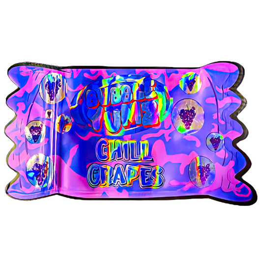 50 Pack - 3.5G Shaped Mylar Bags - Bubble Yumz Chill Grapes