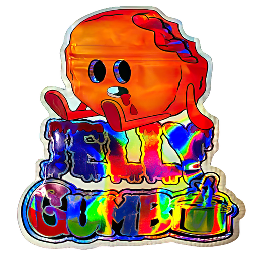 50 Pack - 3.5G Shaped Mylar Bags - Jelly Gumbo