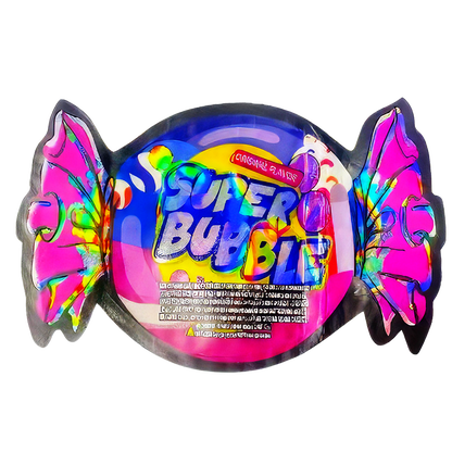 50 Pack - 3.5G Shaped Mylar Bags - The Candy Shop Super Bubble Gum Original Flavor