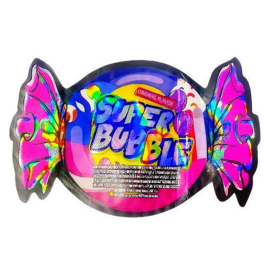50 Pack - 3.5G Shaped Mylar Bags - The Candy Shop Super Bubble Gum Original Flavor