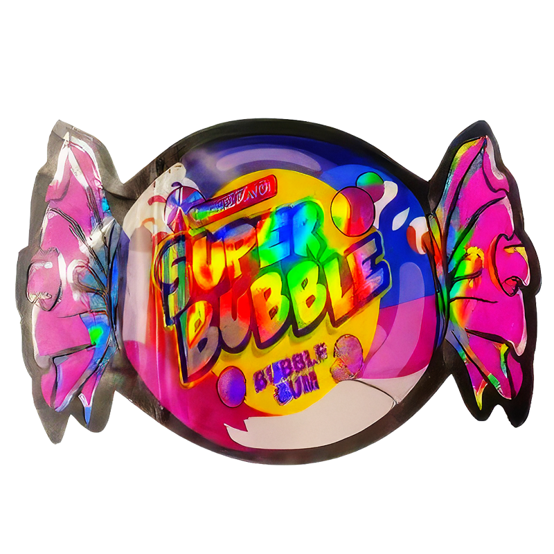 50 Pack - 3.5G Shaped Mylar Bags - The Candy Shop Super Bubble Gum Original Flavor