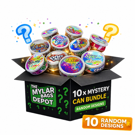 10 Pack 3.5g Pull-Top Tin Can Storage Containers Mystery Bundle - Assorted Designs