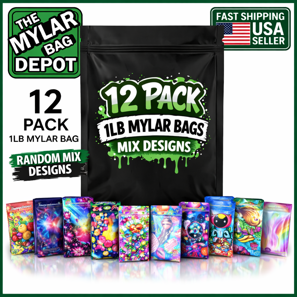 12 Pack 1lb (12" x 15") Heavy-Duty Zip Storage Bags Mystery Bundle - Assorted Designs