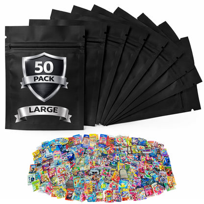 50 Pack 28g Large (6" x 8") Resealable Storage Mylar Pouches Mystery Bundle - Assorted Designs