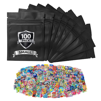 100 Pack 3.5g Small (4" x 5") Mylar Bags Mystery Bundle Assorted Designs