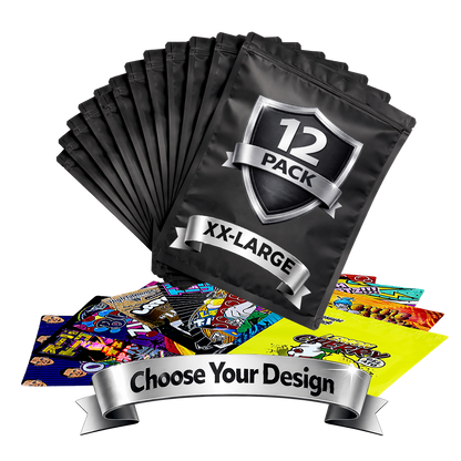 12Pack – 1lb XXL Exotic Mylar Bags - Choose Your Style