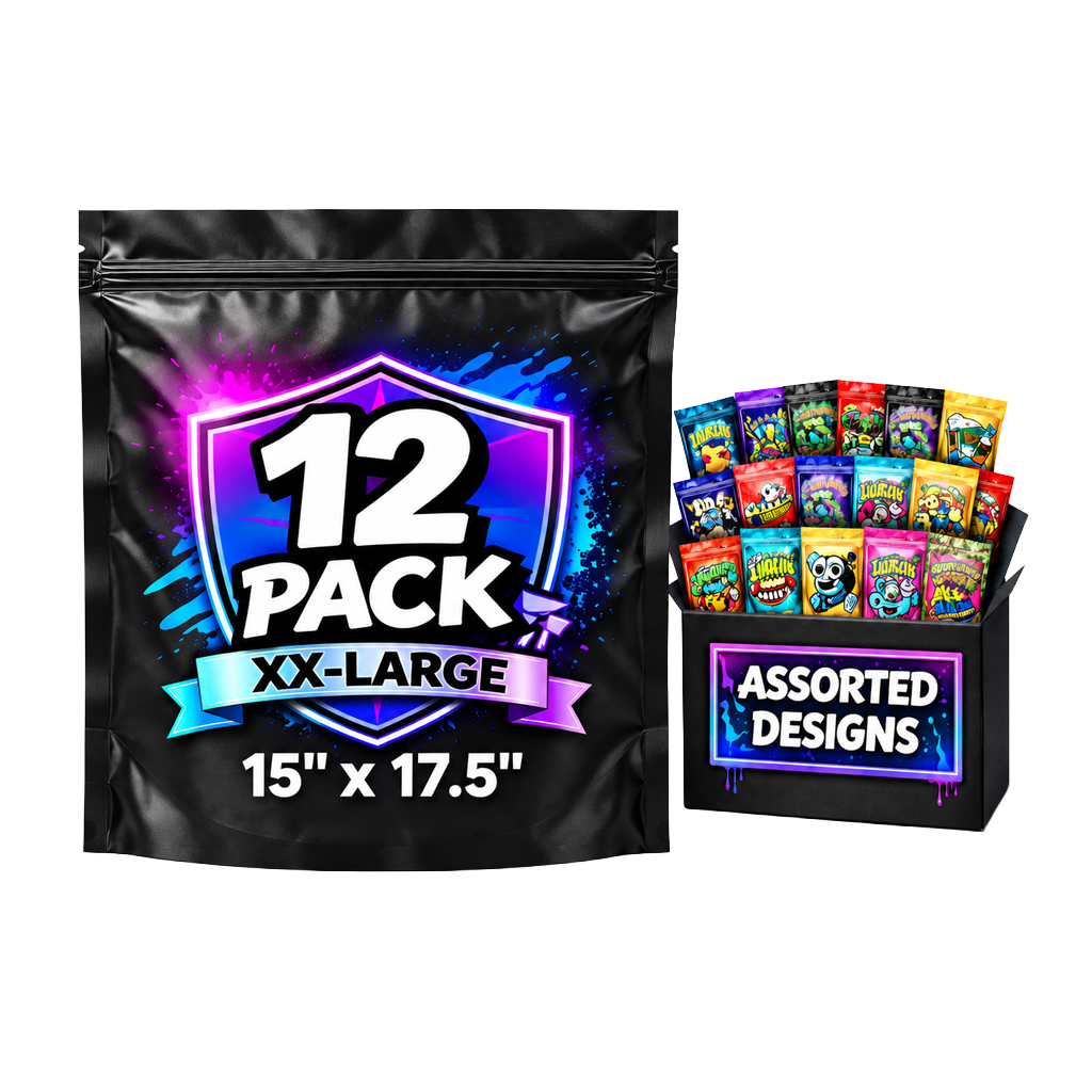 12Pack – 1lb XXL Exotic Mylar Bags - Choose Your Style