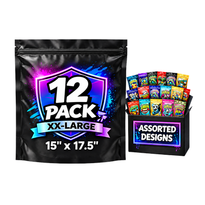12Pack – 1lb XXL Exotic Mylar Bags - Choose Your Style