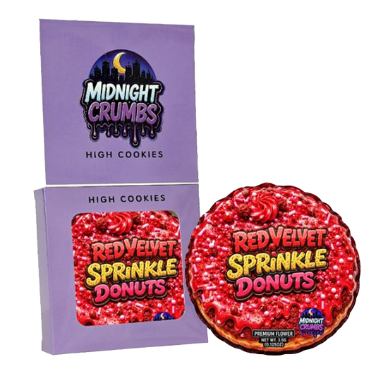 12 Pack Midnight Crumbs Shaped Bag & Window Box Set - Midnight Crumbs Red Velvet Sprinkle Donuts