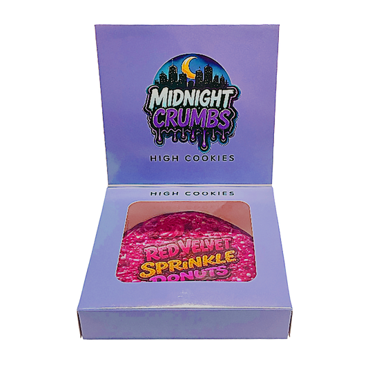 12 Pack Midnight Crumbs Shaped Bag & Window Box Set - Midnight Crumbs Red Velvet Sprinkle Donuts