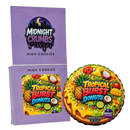 12 Pack Midnight Crumbs Shaped Bag & Window Box Set - Midnight Crumbs Tropical Burst Donuts