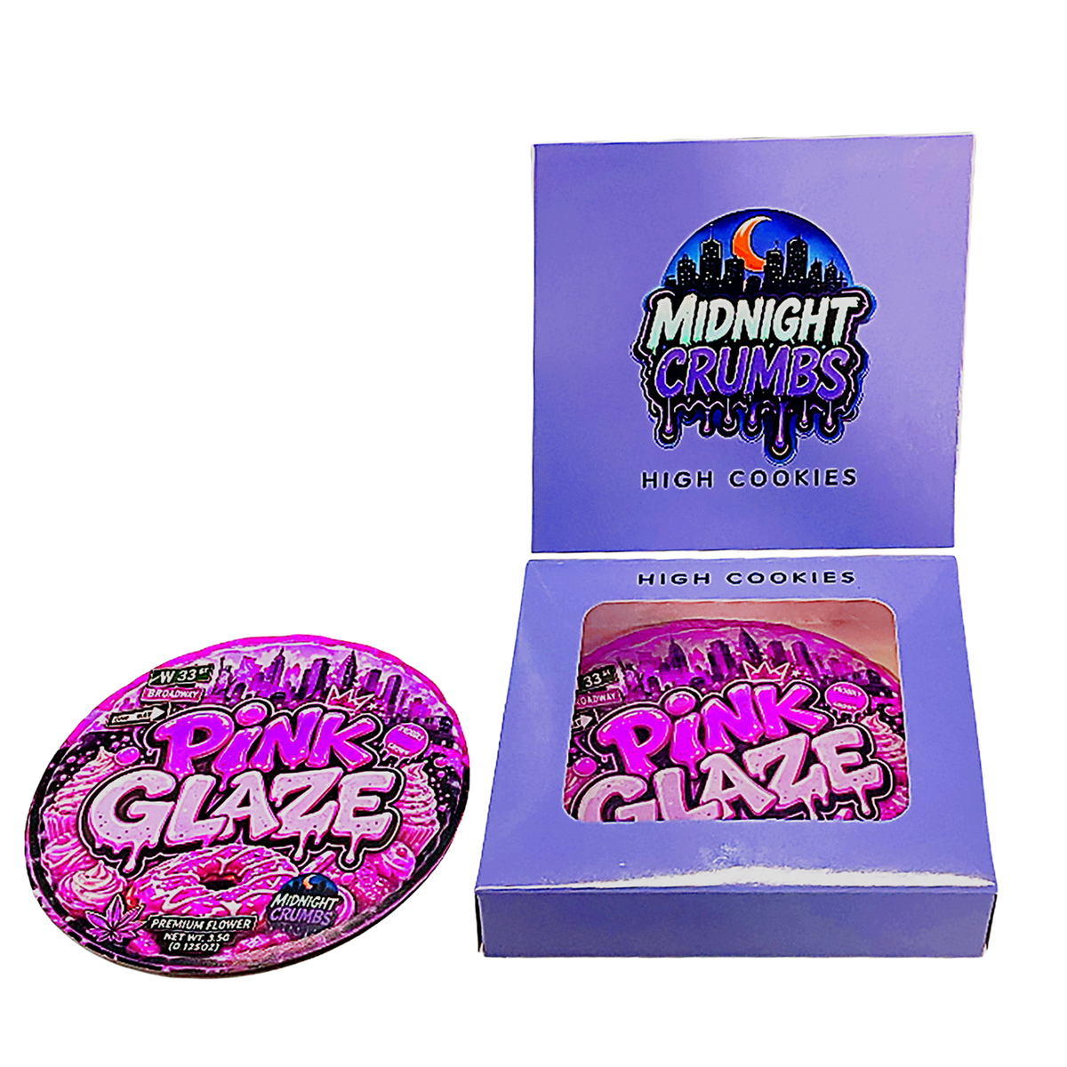 12 Pack Midnight Crumbs Shaped Bag & Window Box Set - Midnight Crumbs Pink Glaze