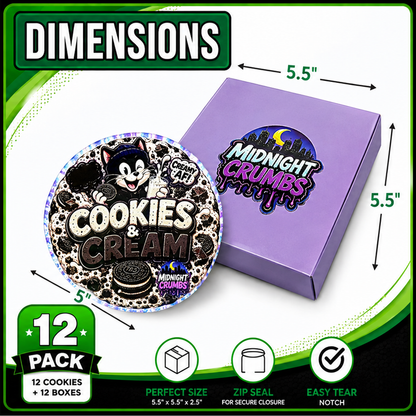 12 Pack Midnight Crumbs Shaped Bag & Window Box Set – Choose Your Design