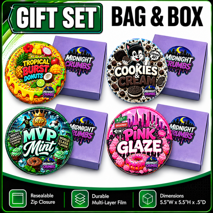 12 Pack Midnight Crumbs Shaped Bag & Window Box Set – Choose Your Design