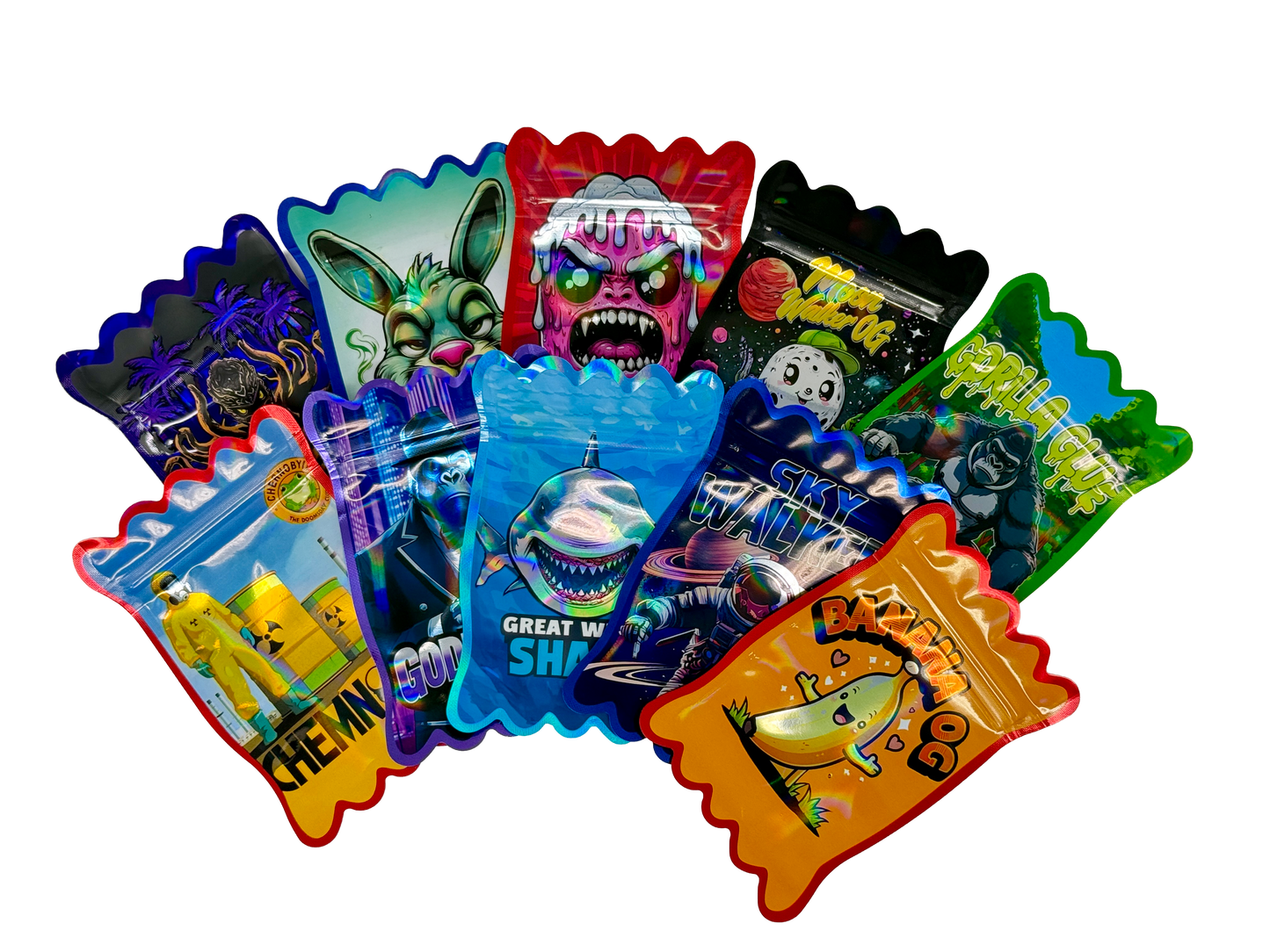 50 Pack - 3.5g Mylar Bags Mix Designs (CANDY WRAPPER)