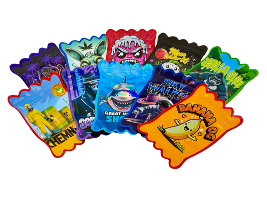 50 Pack - 3.5g Mylar Bags Mix Designs (CANDY WRAPPER)