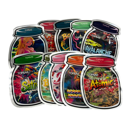 50 Pack - 3.5g Mylar Bags Mix Designs (FLOWER JAR)