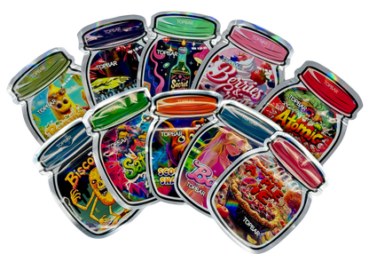 50 Pack - 3.5g Mylar Bags Mix Designs (FLOWER JAR)